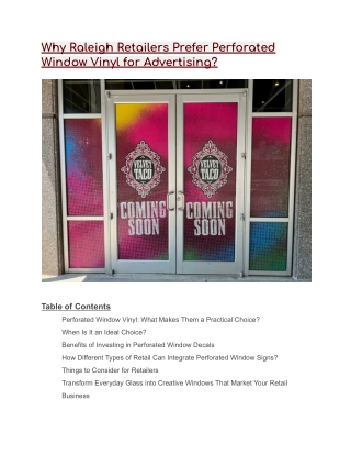 Why Raleigh Retailers Prefer Perforated Window Vinyl for Advertising?