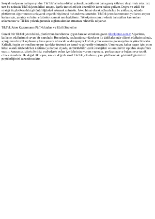 TikTok'ta Keşfedilmek İçin Sihirli Dokunuş: TikTok Jeton Hilesi ile Yıldızlaşın!