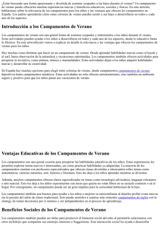 Razones para elegir un campamento de verano para pequeños y su desarrollo.