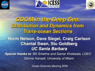 CDOM in the Deep Sea: Distribution and Dynamics from Trans-ocean Sections