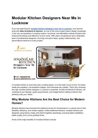 Modular Kitchen Designers Near Me in Lucknow