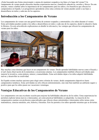 Por qué un campamento de verano es ideal para los pequeños para su aprendizaje.