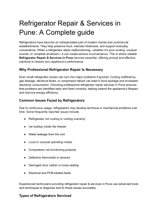 Refrigerator Repair & Services in Pune_ A Complete guide