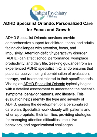 ADHD Specialist Orlando: Expert Care for Better Focus