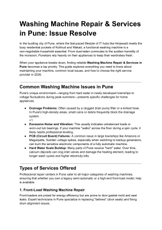 Washing Machine Repair & Services in Pune_ Issue resolve