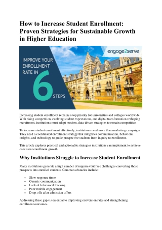 How to Increase Student Enrollment: Proven Strategies for Sustainable Growth in