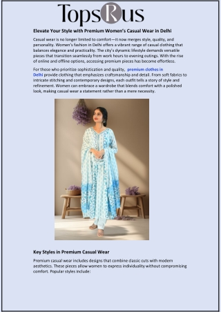 Elevate Your Style with Premium Women’s Casual Wear in Delhi