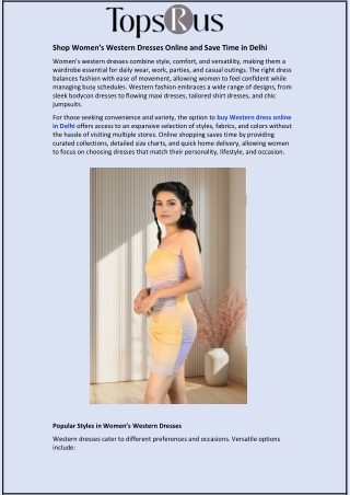 Shop Women’s Western Dresses Online and Save Time in Delhi