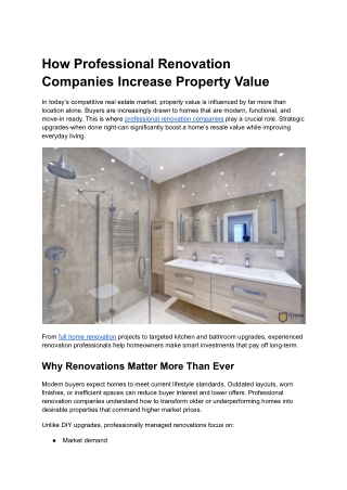 How Professional Renovation Companies Increase Property Value