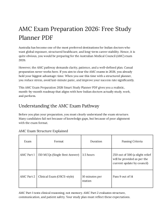 AMC Exam Preparation 2026 Free Study Planner PDF
