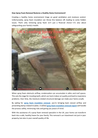 How Spray Foam Removal Restores a Healthy Home Environment!