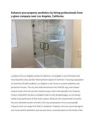 Enhance your property aesthetics by hiring professionals from a glass company near Los Angeles, California