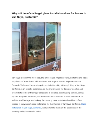 Why is it beneficial to get glass installation done for homes in Van Nuys, California