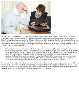 Can You File A Claim Against A Trucking Business Directly After A Crash? Faqs