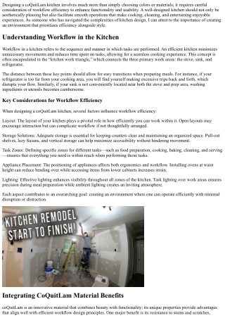 The Importance of Workflow Efficiency When Designing a coQuitLam kitchen