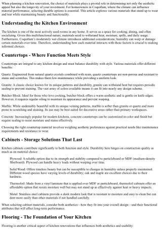 The Best Materials for a Durable Kitchen Renovation in Coquitlam