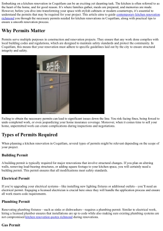 Understanding Permits Needed for Your Kitchen Renovation in Coquitlam