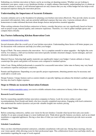 How to Get an Accurate Kitchen Renovation Estimate in Surrey