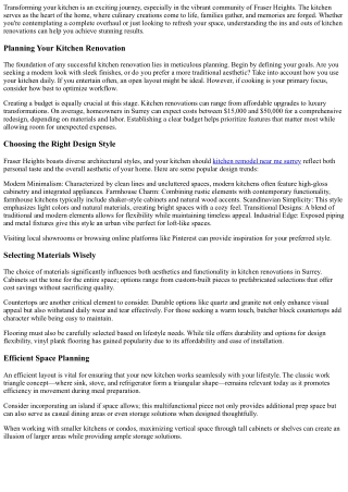 Fraser Heights Kitchen Renovation Tips for a Stunning Transformation