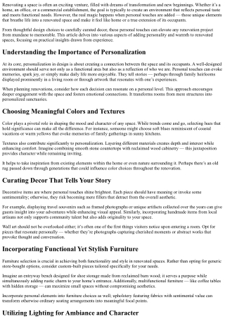 Personal Touches That Make All The Difference In a renovated space.