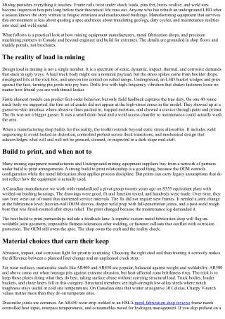 Mining Equipment Manufacturers: Fabrication for Extreme Loads