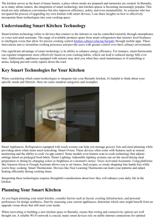 Incorporating Smart Technology into Your Burnaby Kitchen
