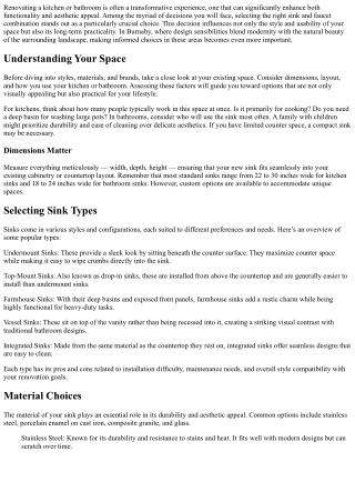 Choosing the Right Sink and Faucet Combo for Your Burnaby Renovation