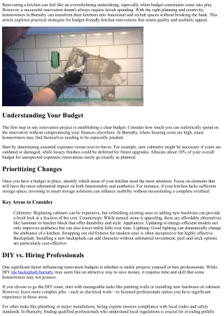 Budget-Friendly Kitchen Renovations in Burnaby