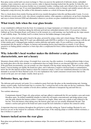 Asheville Rear Windshield Replacement: Defroster Lines and Sensors