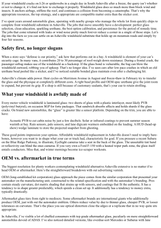 Windshield Glass Replacement Asheville: Materials, Quality, and Fit