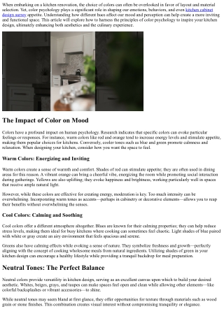 Using Color Psychology to Inspire your kitchen design.