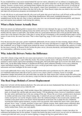 Rain Sensor Windshield Replacement Asheville: What to Know