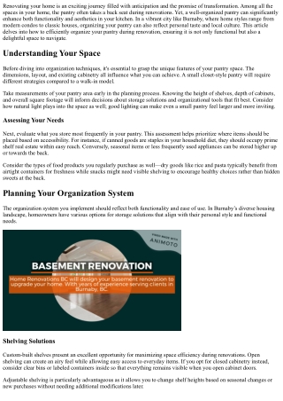 How to Organize a Functional Pantry During Your Renovation in Burnaby