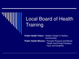 Local Board of Health Training