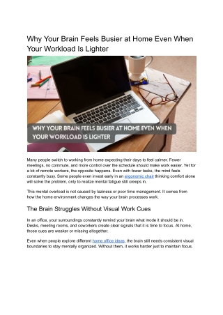 Why Your Brain Feels Busier at Home Even When Your Workload Is Lighter