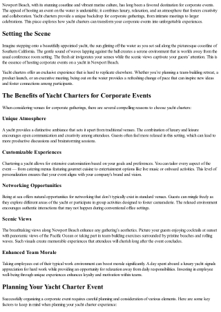 Corporate Events Done Right: Yacht Charters in Newport Beach
