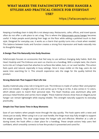 What Makes the Fafaconcepts Purse Hanger a Stylish and Practical Choice for Everyday Use