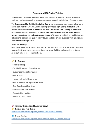 Oracle Apps DBA Online Coaching Classes In India, Hyderabad