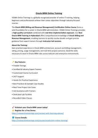 Oracle BRM Training Institute Certification From India