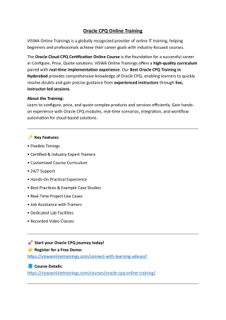 Oracle CPQ Training Institute Certification From India