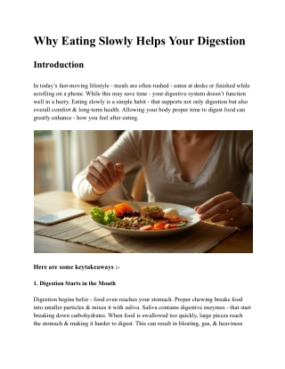 Why Eating Slowly Helps Your Digestion - NutriNest