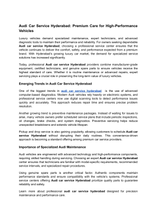 Audi Car Service Hyderabad_ Premium Care for High-Performance Vehicles