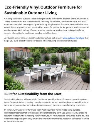 Eco-Friendly Vinyl Outdoor Furniture for Sustainable Outdoor Living