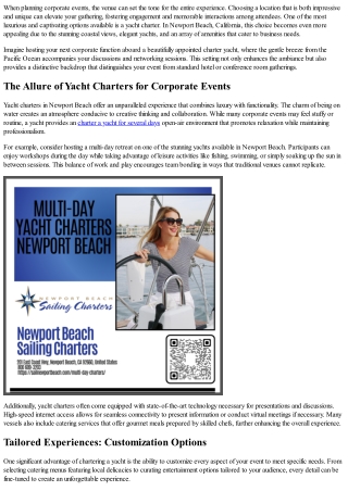 Organizing Corporate Events? Here’s Why You Should Consider a Yacht Charter!