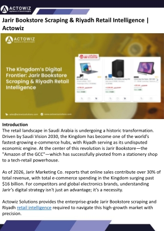 Jarir Bookstore Scraping & Riyadh Retail Intelligence  Actowiz