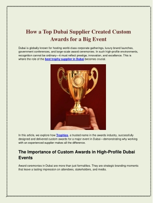 How a Top Dubai Supplier Created Custom Awards for a Big Event
