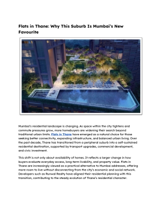 Flats in Thane - Why This Suburb Is Mumbai’s New Favourite