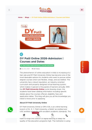DY Patil Online 2026-Admission | Courses and Dates