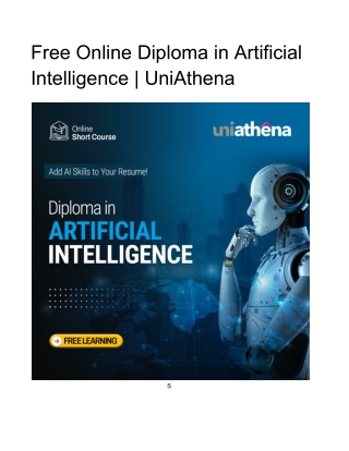 Free Online Diploma in Artificial  Intelligence- UniAthena