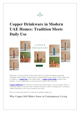 Copper Drinkware in Modern UAE Homes: Tradition Meets Daily Use